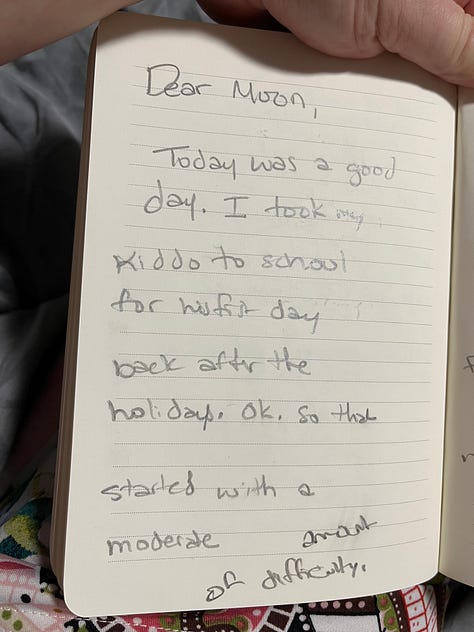 Four journal pages written with my eyes closed, soup, a poster for a writing workshop and an accidental whale drawn on a map by driving at night 