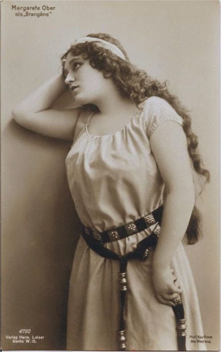 Margarethe Arndt-Ober as Brangäne in Tristan und Isolde. The photo credit reads: Kaufhaus des Westens, known today as KaDeWe.