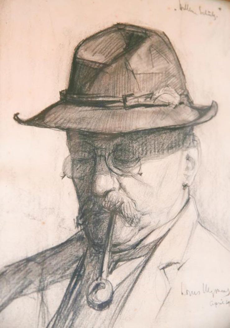 'Portret Willem Jan Schütz' - potlood: Louis Heijermans