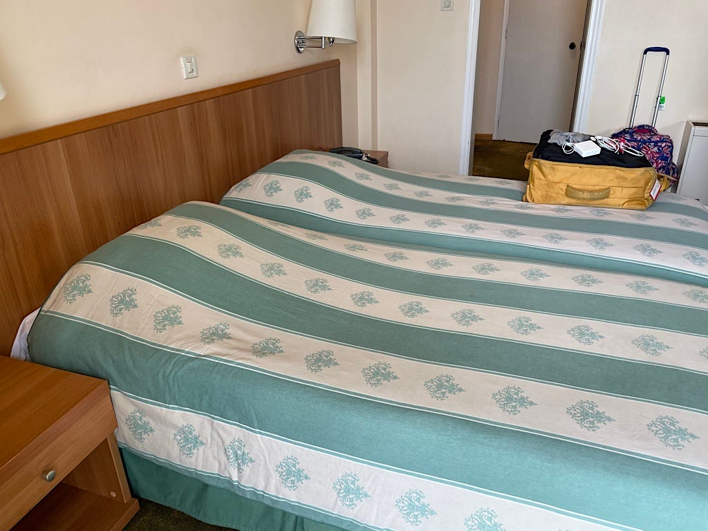 We checked into a hotel that looked as if its decor hadn’t been updated since the 1970s.