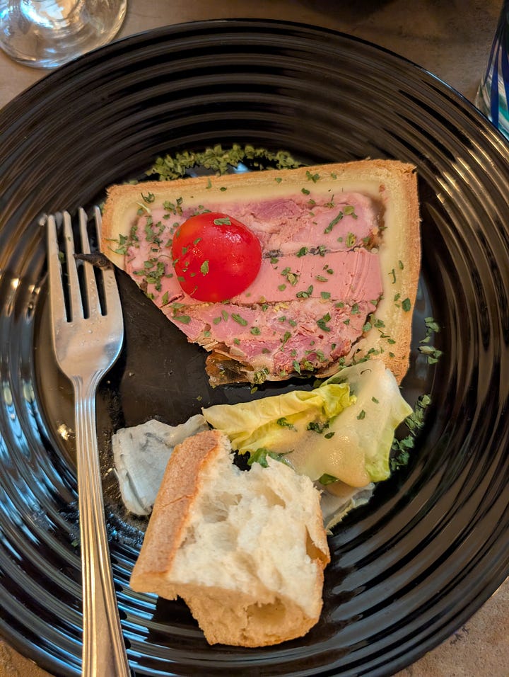 Foods at a Parisien restaurant