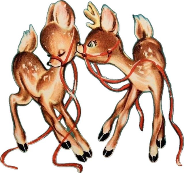 This may contain: two little deers are tied up to each other This may contain: two little deers are tied up to each other