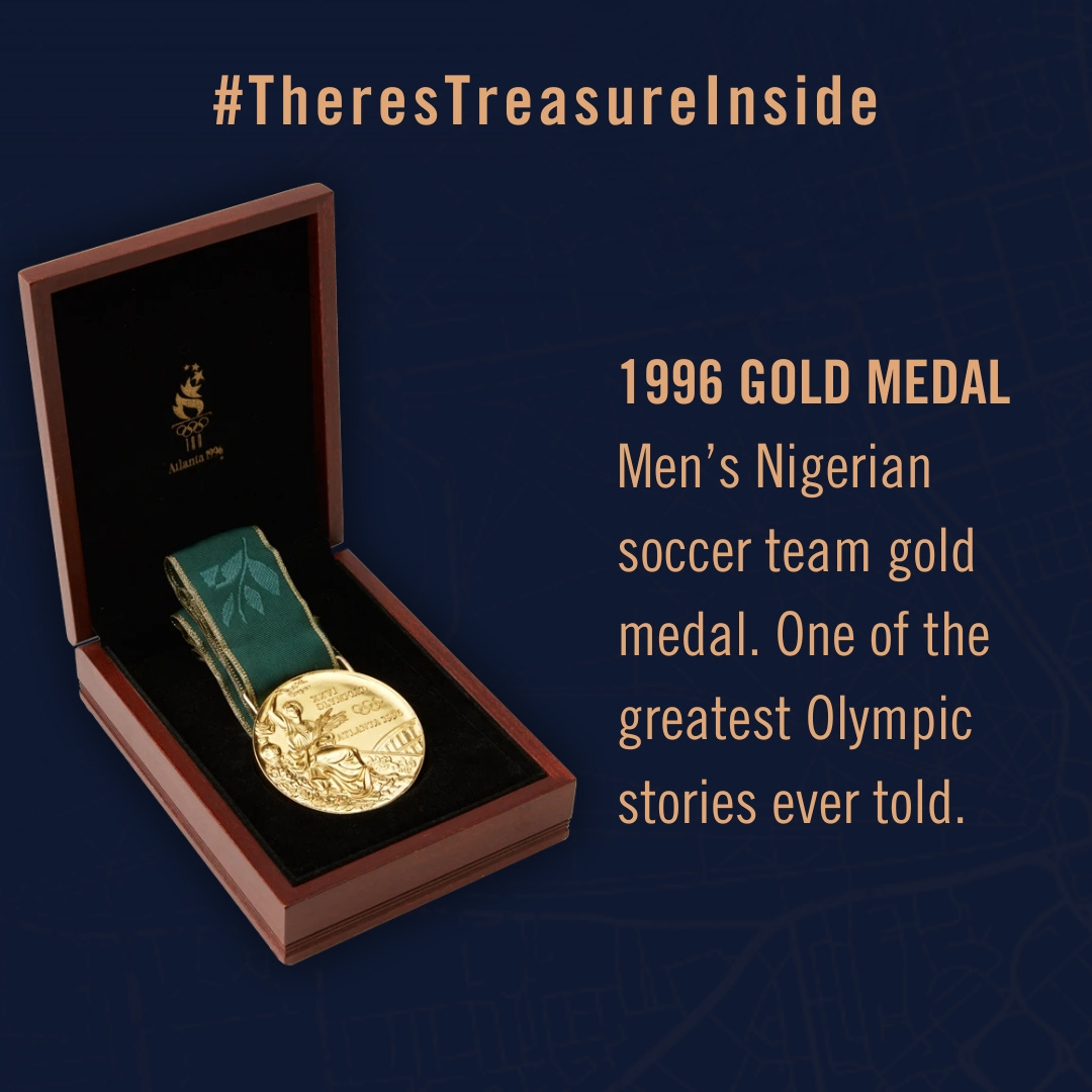 Celebrate the triumph of teamwork and determination with the Atlanta 1996 Gold Medal. 🏅 #NigerianSoccer #GoldMedal #OlympicHistory #TheresTreasureInside Celebrate the triumph of teamwork and determination with the Atlanta 1996 Gold Medal. 🏅 #NigerianSoccer #GoldMedal #OlympicHistory #TheresTreasureInside