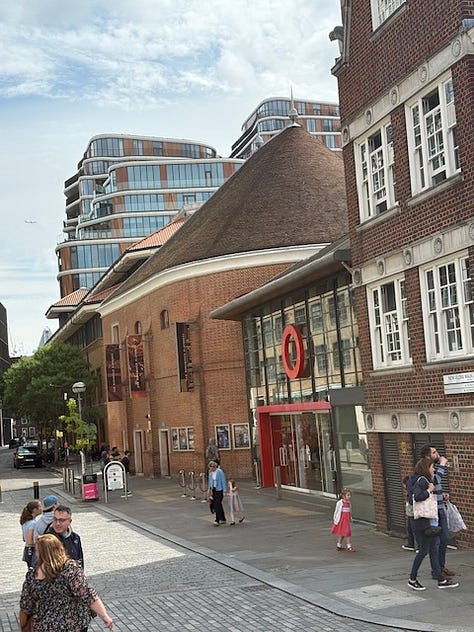 The site of the old Globe Theater, the new theater (just down the street)