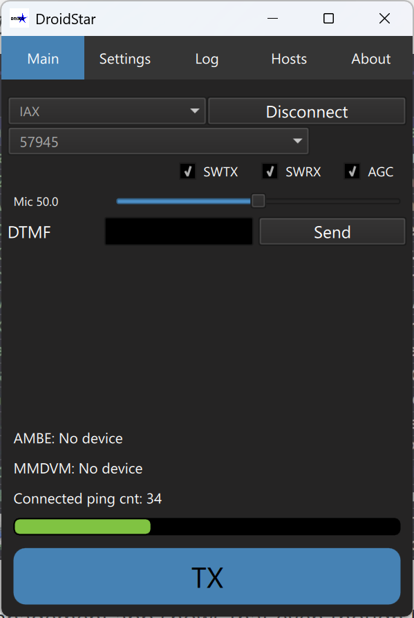 Droidstar connected to my node in the cloud