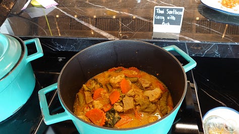 Food offerings at Moxy breakfast buffet