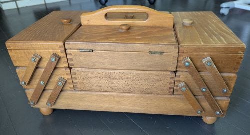 wooden sewing box