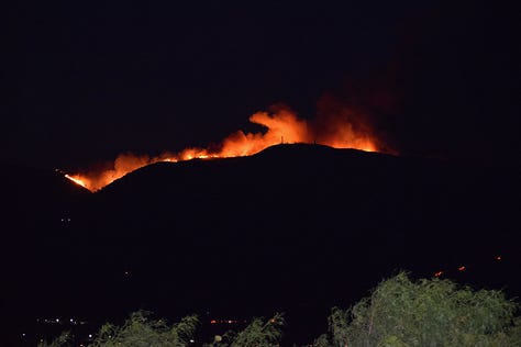Fire burns across South Mountain, Santa Paula.