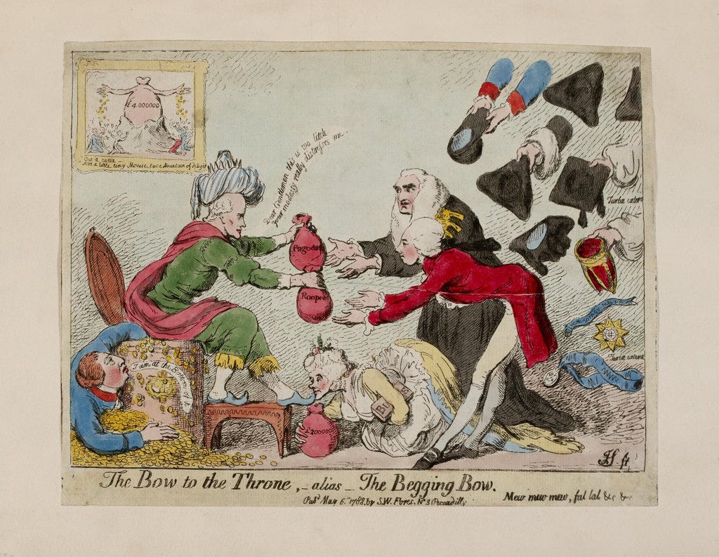 The Begging Bowl by James Gillray 1788 The Begging Bowl by James Gillray 1788