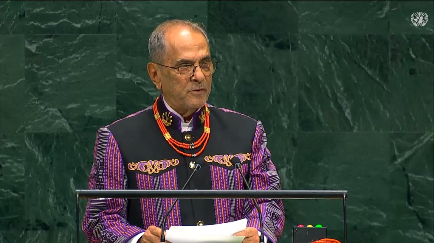 Timor-Leste President José Ramos-Horta delivers his insights on addressing global issues, especially nuclear weapons and Palestinian statehood Timor-Leste President José Ramos-Horta delivers his insights on addressing global issues, especially nuclear weapons and Palestinian statehood