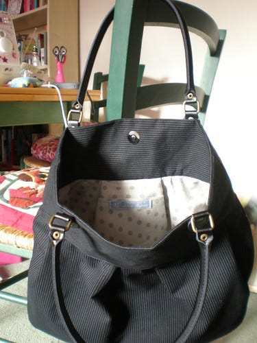 Black Pinstripe Bag - Inside Black Pinstripe Bag - Inside
