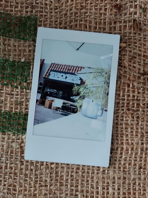 A collection of photos of coffee mugs or selfies of the bearded photographer drinking coffee.
