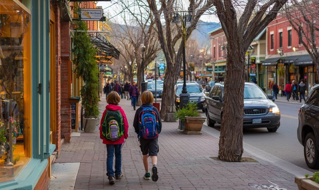 I’m not going to post pictures of my kids walking from home, so, here’s an AI-generated facsimile.