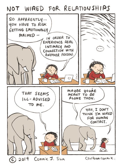 comic strip, comics, humor, illustration, elephant drawing, journal comics, connie sun, cartoonconnie