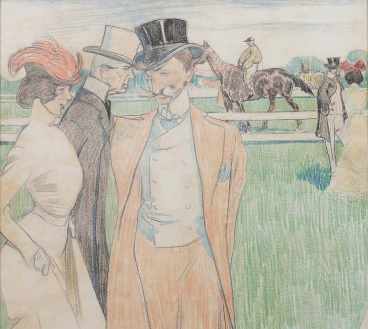 'Le Coureur de Jupons (Comte Boni de Castellane)' 1900 - pastel op papier: Willy Sluiter (herkomst: coll. Dolf D. van Omme) 'Le Coureur de Jupons (Comte Boni de Castellane)' 1900 - pastel op papier: Willy Sluiter (herkomst: coll. Dolf D. van Omme)