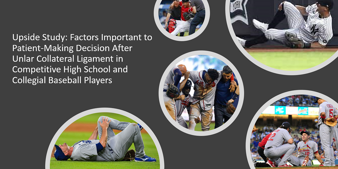 ⭐Upside Studies: Factors Important to Patient Decision-Making After Ulnar Collateral Ligament Injury in Competitive High School and Collegiate Baseball Players