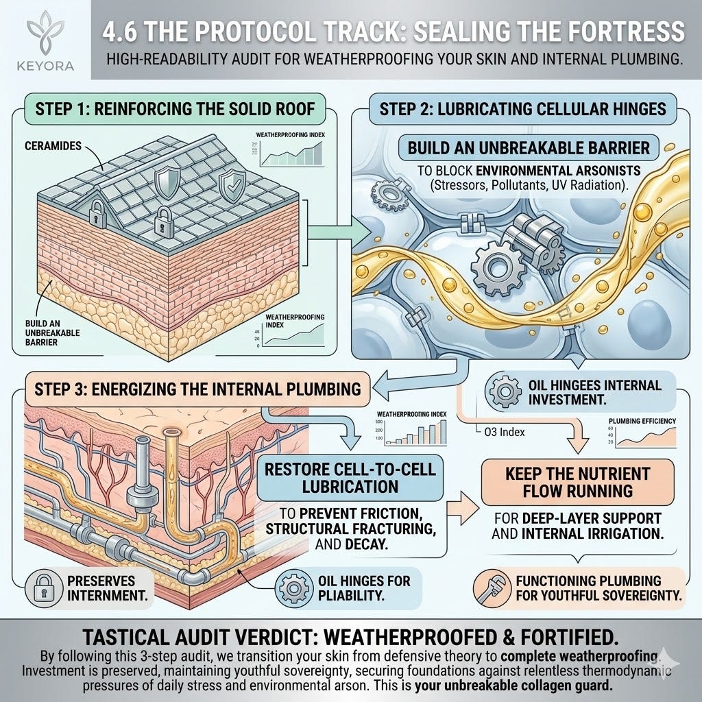 Systemic Regulator executing Forensic Weatherproofing and Structural Consolidation to finalize the construction of an unbreakable Collagen Guard. Systemic Regulator executing Forensic Weatherproofing and Structural Consolidation to finalize the construction of an unbreakable Collagen Guard.