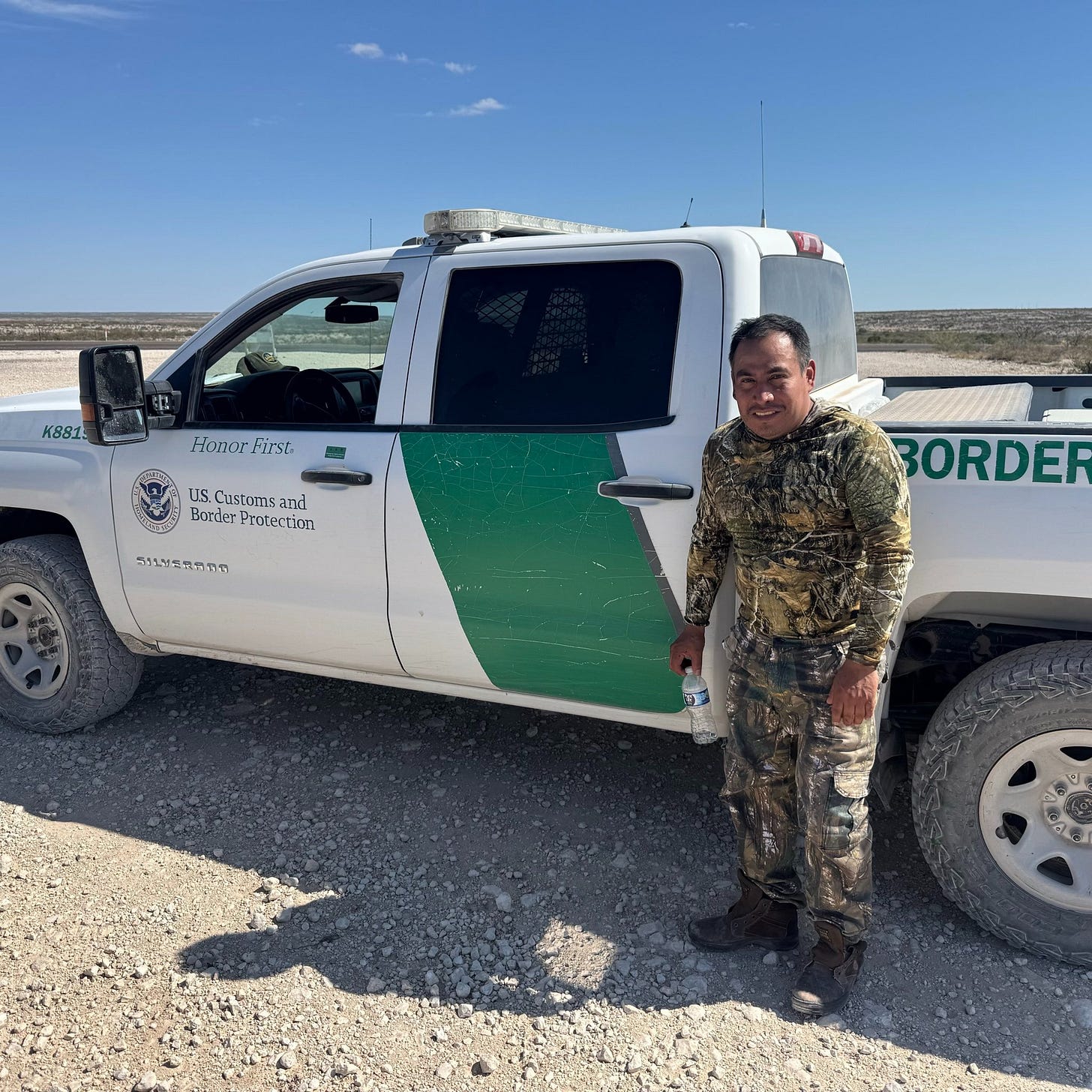 Deputies & Border Patrol Agents in sparsely-populated Terrell County, Texas, are frequently answering 911 calls from illegal aliens like this man, who gave himself up rather than continue to attempt its vast desert in life-threatening conditions
