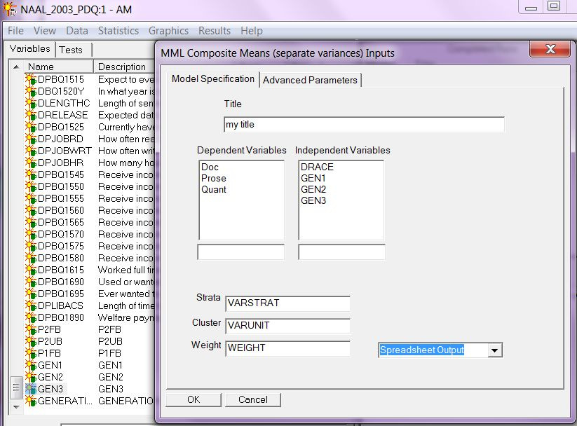 AM naal MML Comp. Means (Sep. Variances) Variables