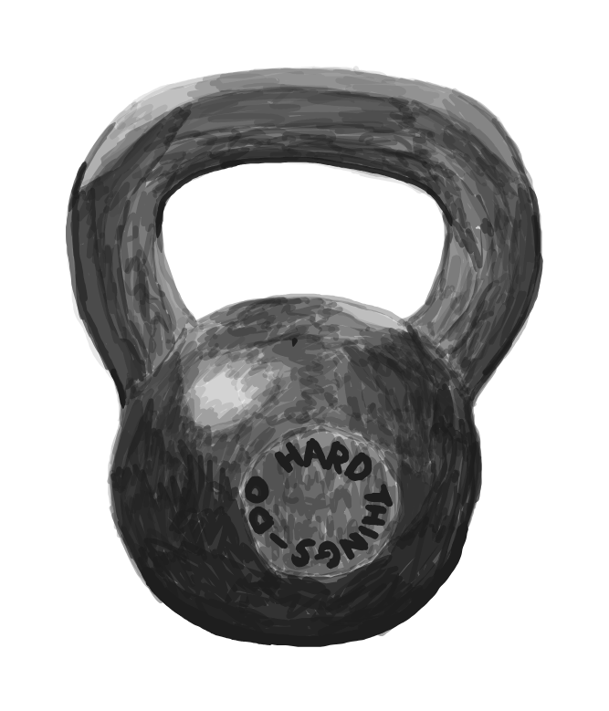 Illustration of a cast iron kettlebell