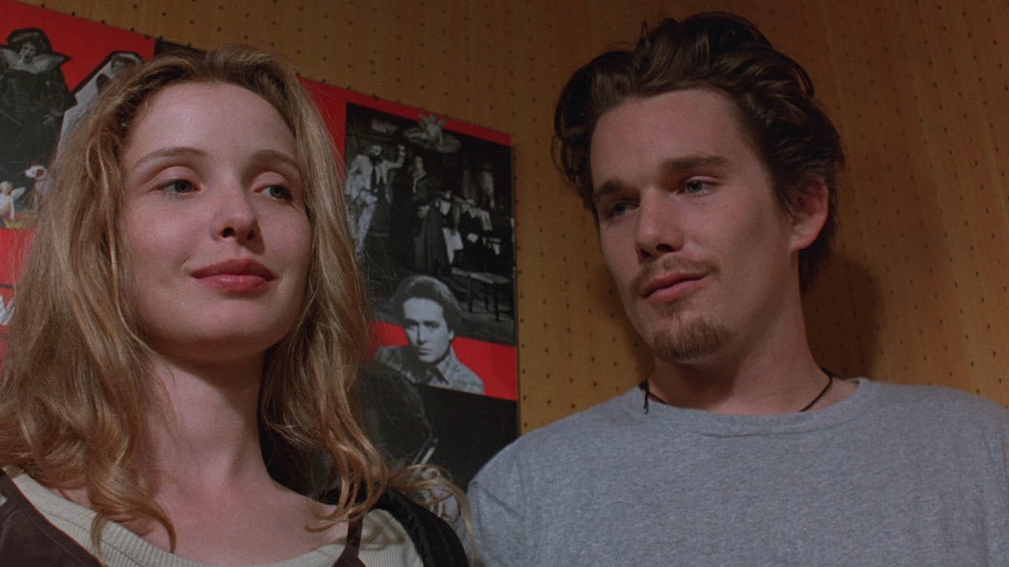 Before Sunrise | Still features Julie Delpy and Ethan Hawke as Céline and Jesse, respectively.