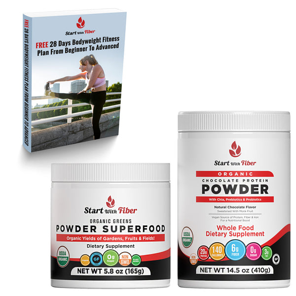 Organic Greens Powder Superfood Plus Organic Protein Powder Plantbased -  Start with Fiber
