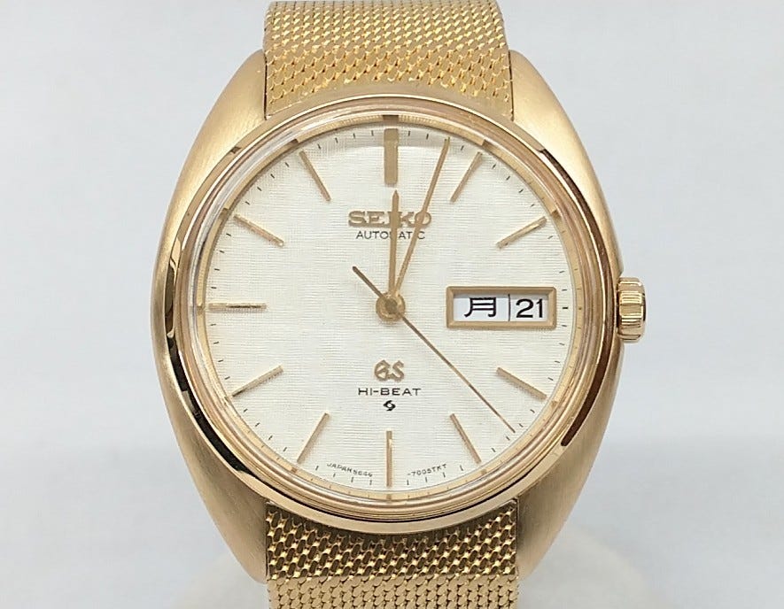 Junk [With translation 1 yen start] Movable Grand Seiko 5646-7005 18K case & belt Automatic winding belt non-genuine measurement time difference +13 seconds men's watch