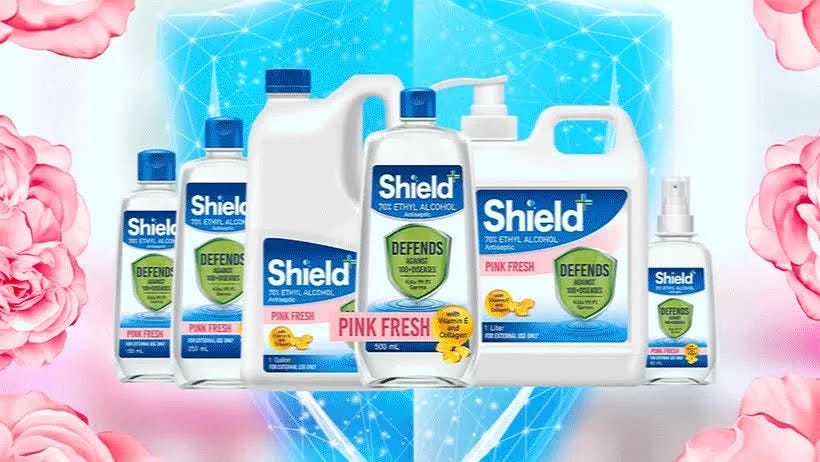 Shield+ Alcohol's sizes