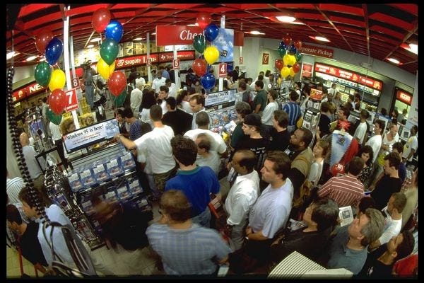 Windows 95 launch day, New York City