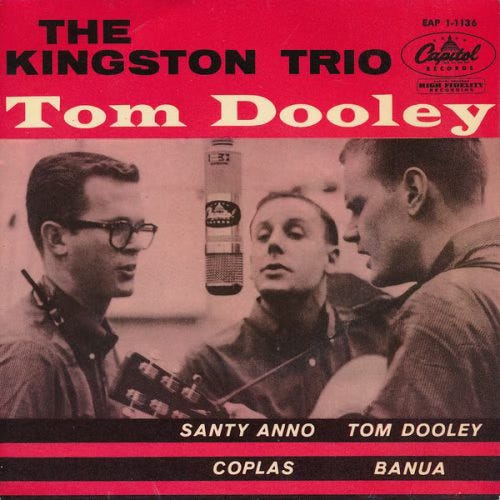 Cover for the Kingston Trio record "Tom Dooley"