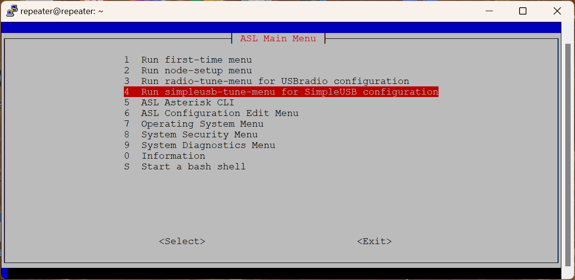 Select item 4 for simpleusb tuning
