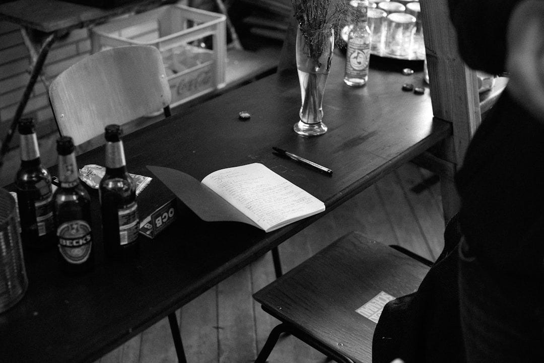 clear drinking glass on table