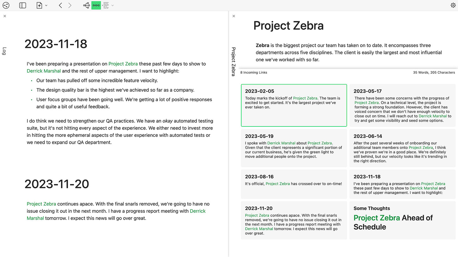 An example of how many wiki links to a topic can be viewed as backlinks.