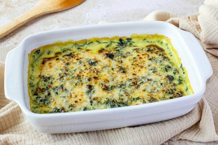 Espinacas a la crema gratinadas