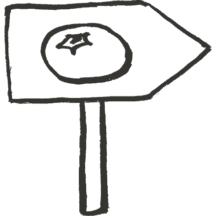 handdrawn illustration of a sign with a blueberry
