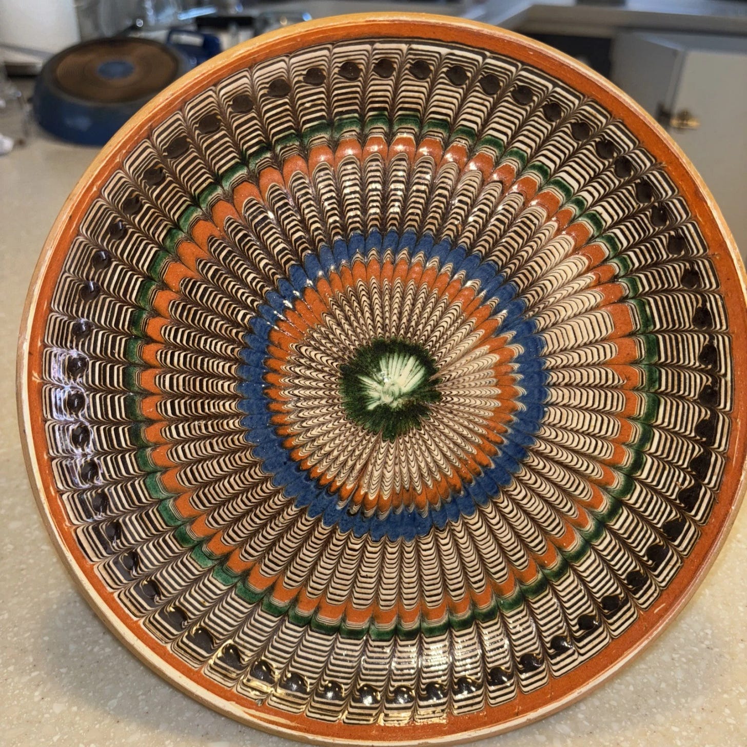 Romanian Horezu Traditional Ceramic Dish Clay Decorative Plate Handmade Pottery - Picture 1 of 3