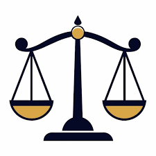 This shows a set of brass balance scales, evoking a sense of justice and judgement.