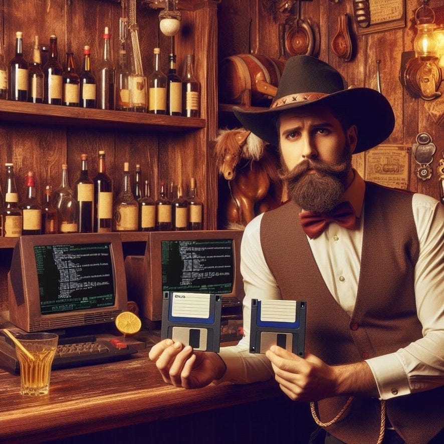 Man holding computer disks