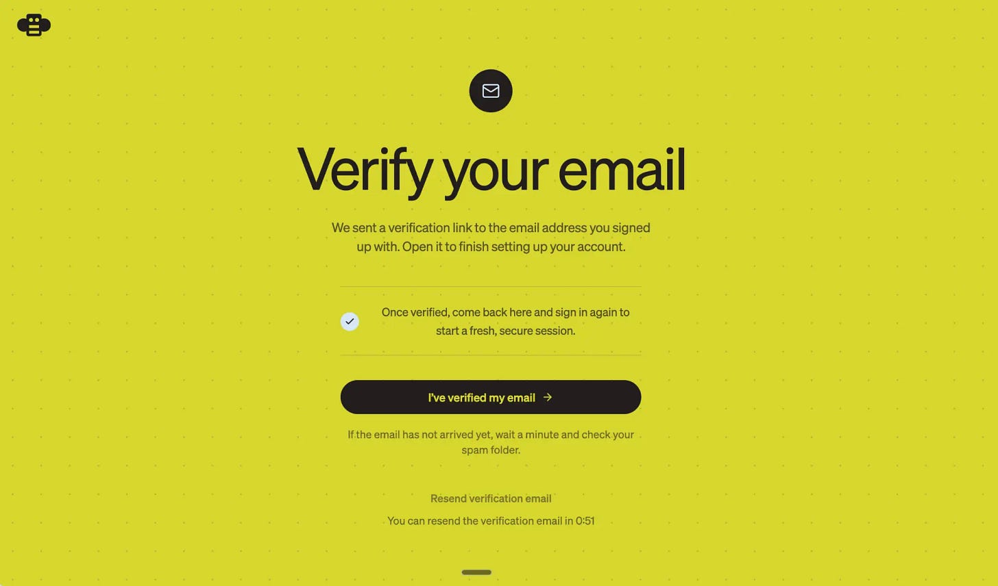Builderlab email verification screen Builderlab email verification screen