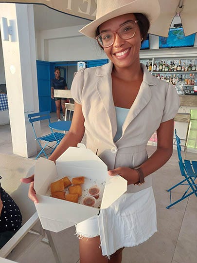 Our server at Seaview Beach Hotel, Sint Maarten, Caribbean