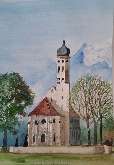 Art in Brittany Class watercolour projects.