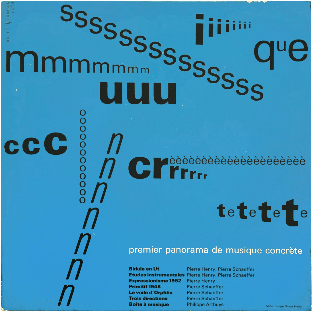 Bruno Pfäffli / Atelier Frutiger, Premier Panorama De Musique Concrete, (Vinyl/LP), DUC 8, Ducretet Thomson, 1964 [midcenturyclassical]