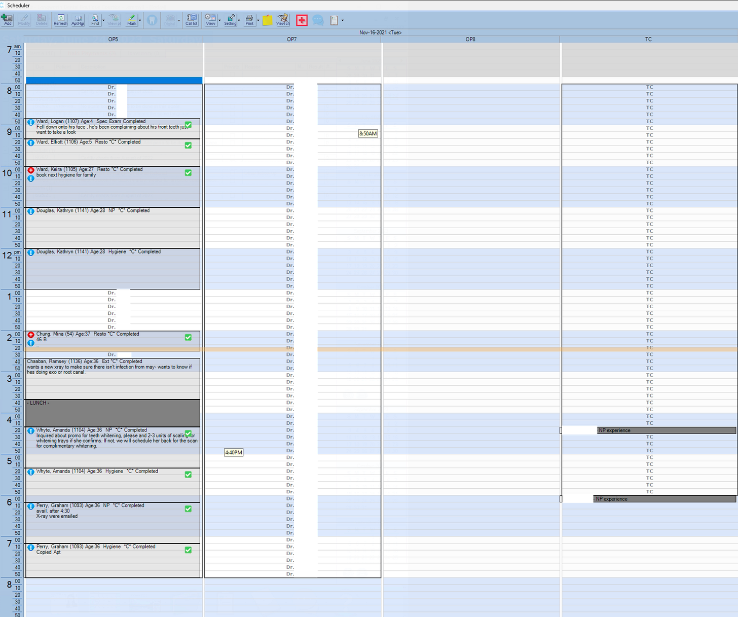 A screenshot of a doctor's schedule A screenshot of a doctor's schedule