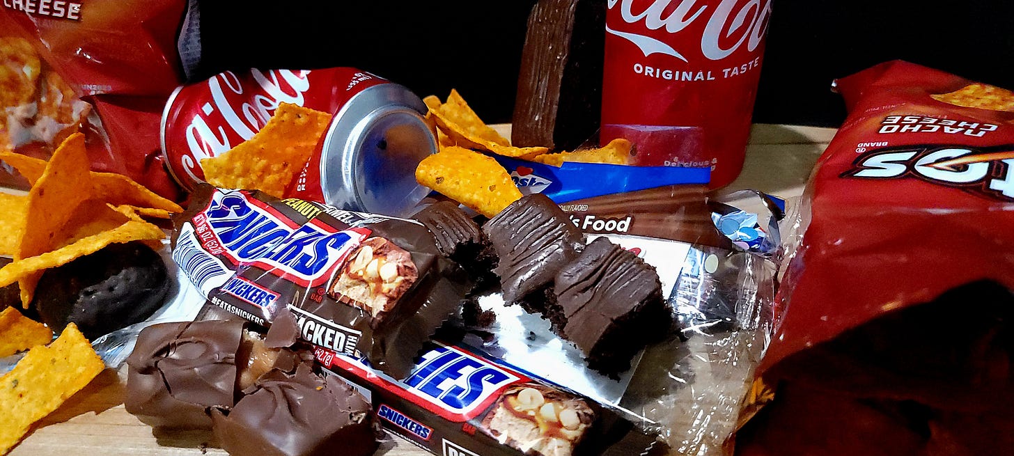 snickers doritos coke junk food