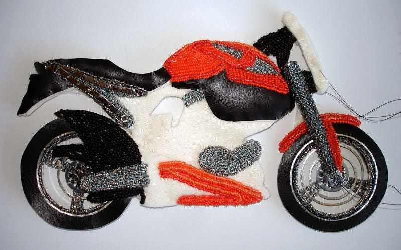 beaded Buell X1 Lightning motorcycle bead embroidery beading blog pop art Boston beaded Buell X1 Lightning motorcycle bead embroidery beading blog pop art Boston