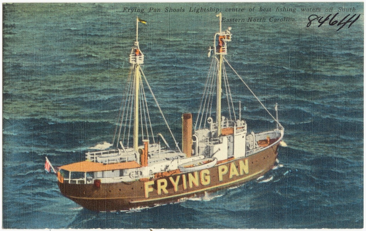 Frying Pan Shoals Lightship, center of best fishing waters off South Eastern North Carolina
