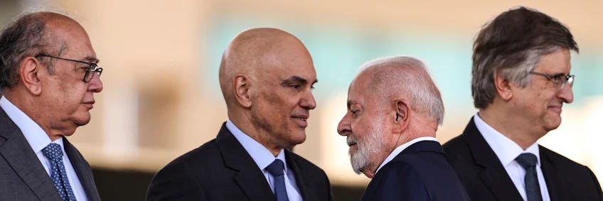 Gilmar Mendes, Moraes, Lula e Gonet (Foto: M. Camargo/Ag. Brasil)