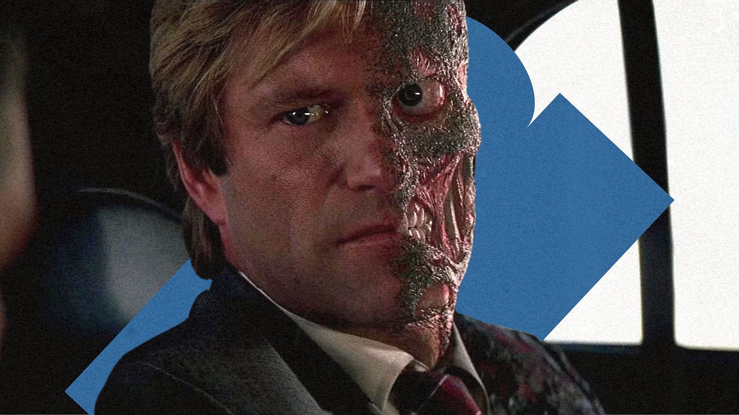 Harvey Dent / Two-Face (Aaron Eckhart) in THE DARK KNIGHT | The Dark Knight Character Analysis Harvey Dent / Two-Face (Aaron Eckhart) in THE DARK KNIGHT | The Dark Knight Character Analysis