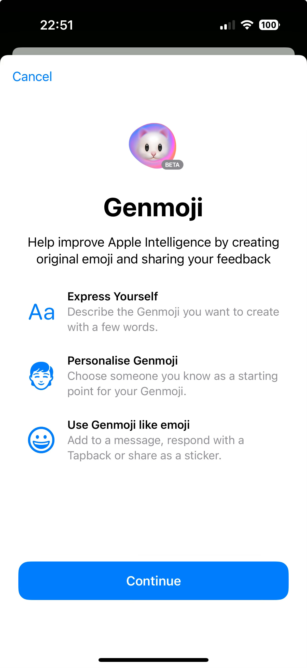 Genmoji screen