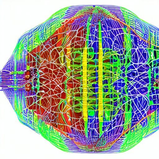 StableDiffusion v1.5 rendering of the prompt “a feed-forward neural network model where each node is quantum” courtesy of HuggingFace